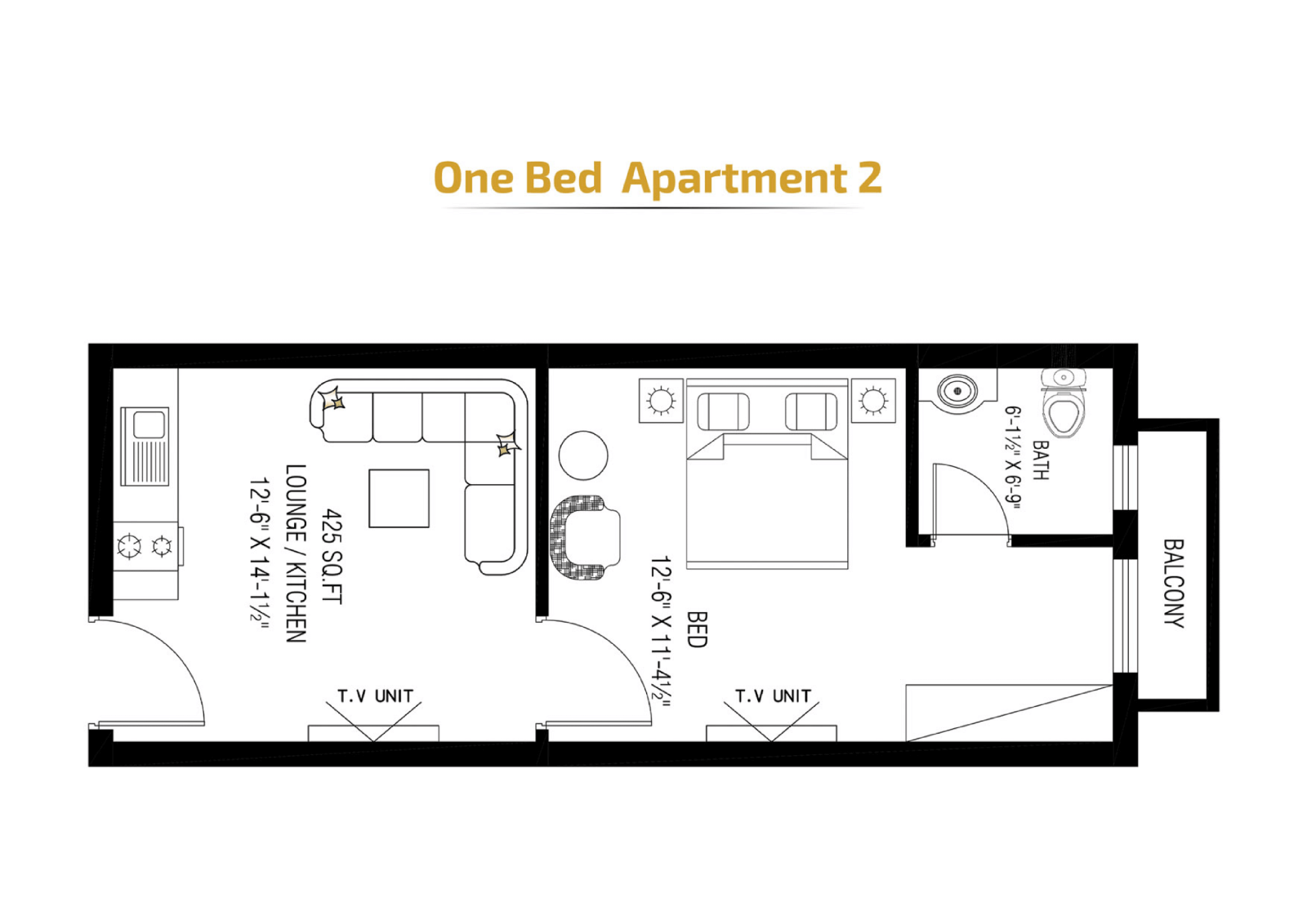 1 Bed Apartment Plan